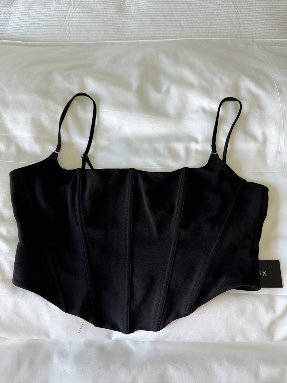 NWT White Fox Boutique Black Corset Cami Top. Sz XL. Black. Back zipper. New!